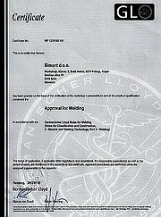 Lloyd's Certificate for the right execution of repair and installation work on the ships of any class, Slovenia, 2012